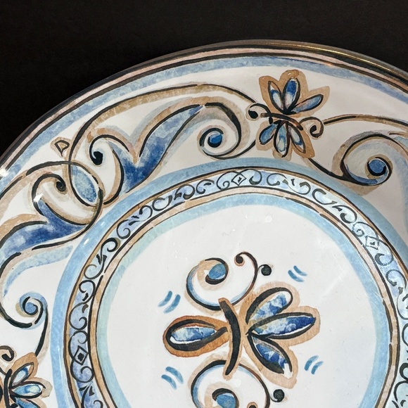 Le Cadeaux Melamine Fleur De Lis Large Serving Salad Pasta Bowl 12.5" X 8" X 3" - Picture 5 of 12